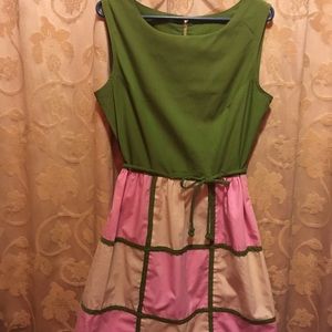 Vintage 50’s color block A-line sheath dress L 16